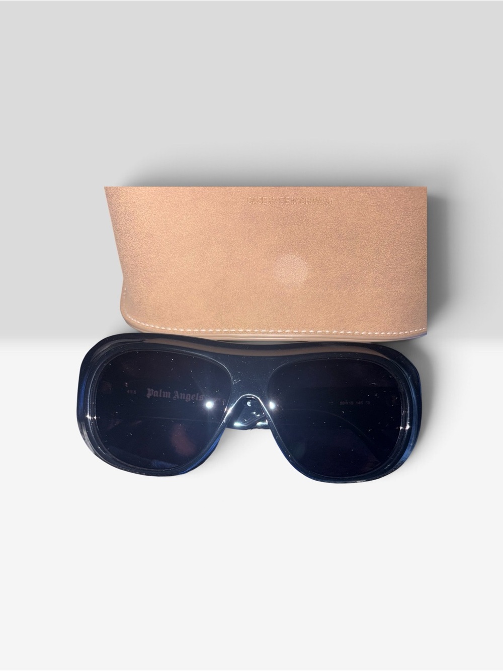 Palm Angels Black Oversized Sunglasses with Tan Case